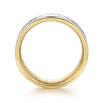 14K White-Yellow Gold 8mm - Hammered Men's Wedding Band - MBM0129-80M4JJJ-Gabriel & Co.-Renee Taylor Gallery