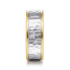 14K White-Yellow Gold 8mm - Hammered Men's Wedding Band - MBM0129-80M4JJJ-Gabriel & Co.-Renee Taylor Gallery