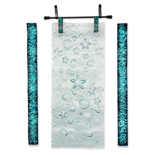 "Turquoise Water Tideline" Triptych-Gravity Glass-Renee Taylor Gallery