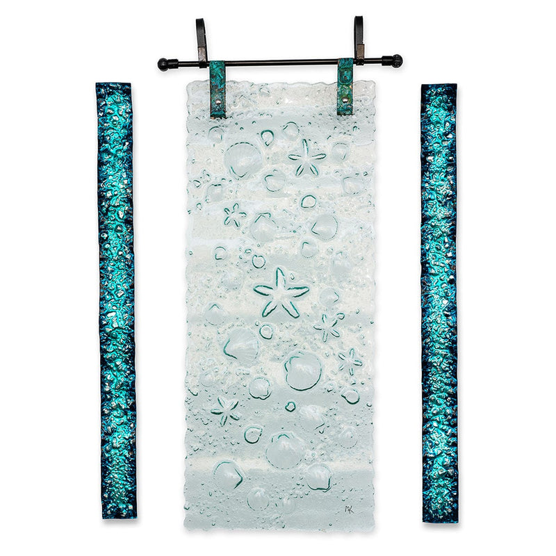 "Turquoise Water Tideline" Triptych-Gravity Glass-Renee Taylor Gallery