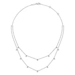 14K White Gold Two Row Necklace with Diamond Drops - NK6338W45JJ-Gabriel & Co.-Renee Taylor Gallery
