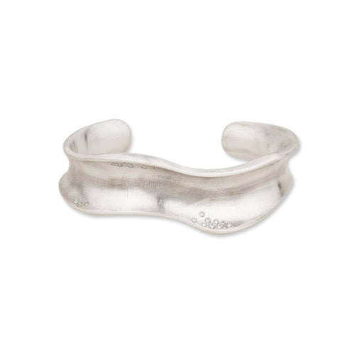 Wave Silver Cuff, Diamonds, Narrow by Lika Behar