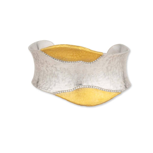 Wavy Gold Fusion &diamond Cuff,wide by Lika Behar