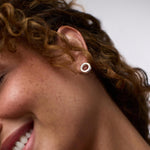 Wave Circle Stud Silver Earrings - ER993S00-Julie Vos-Renee Taylor Gallery