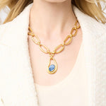 Wave Statement Necklace-Turquoise Blue - N548GTQ00-Julie Vos-Renee Taylor Gallery