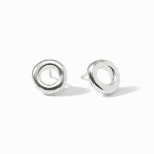 Wave Circle Stud Silver Earrings - ER993S00-Julie Vos-Renee Taylor Gallery
