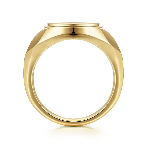 Wide 14K Yellow Gold Round Signet Ring in High Polished Finish - MR52069Y4JJJ-Gabriel & Co.-Renee Taylor Gallery