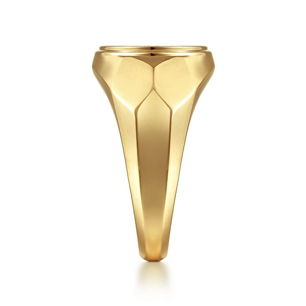 Wide 14K Yellow Gold Round Signet Ring in High Polished Finish - MR52069Y4JJJ-Gabriel & Co.-Renee Taylor Gallery