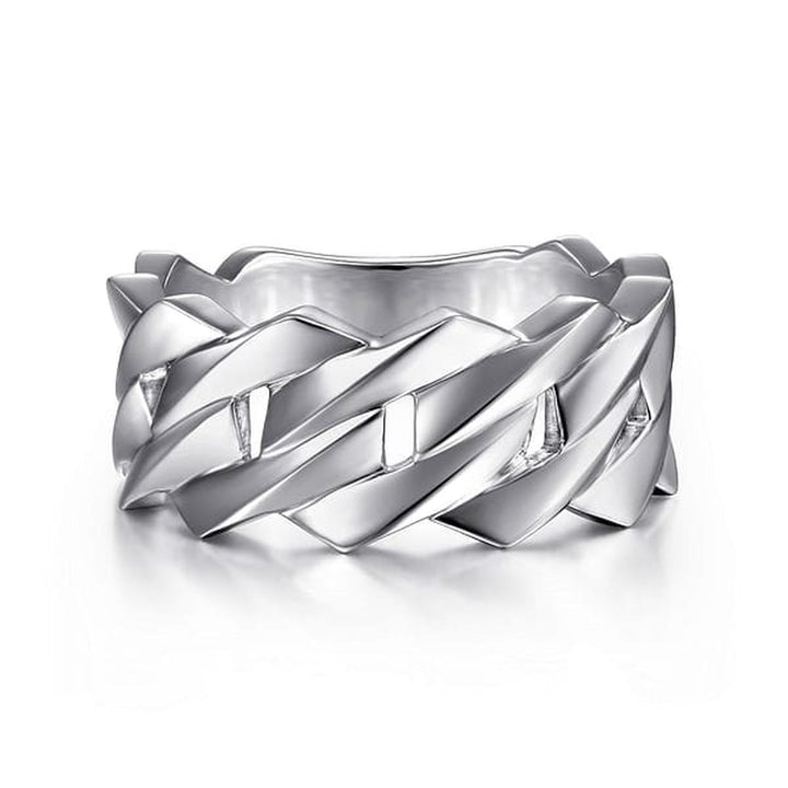 Wide 925 Sterling Silver Chain Link Band in High Polished Finish - MR52061SVJJJ-Gabriel & Co.-Renee Taylor Gallery