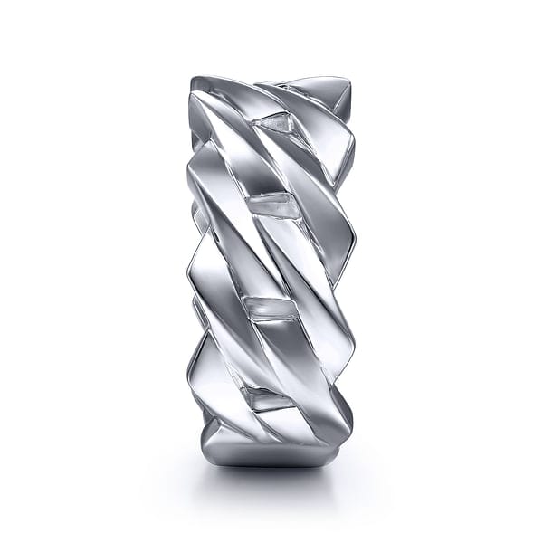 Wide 925 Sterling Silver Chain Link Band in High Polished Finish - MR52061SVJJJ-Gabriel & Co.-Renee Taylor Gallery