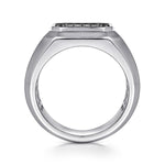 Wide 925 Sterling Silver Signet Ring with Black Spinel in High Polish Finish - MR20177SVJBS-Gabriel & Co.-Renee Taylor Gallery