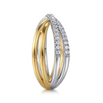 14K White and Yellow Gold Diamond Wide Band Criss Cross Ring - LR52583M45JJ-Gabriel & Co.-Renee Taylor Gallery