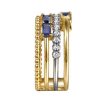 14K White and Yellow Gold Diamond and Blue Sapphire Wide Band Easy-Stack Ring - LR52769M45SA-Gabriel & Co.-Renee Taylor Gallery