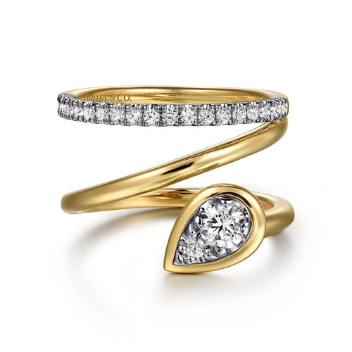 Wide Band Wrap Ring 14K White and RD Yellow Gold Diamond 0.5ct Contemporary Collection - LR52802M45JJ-Gabriel & Co.-Renee Taylor Gallery