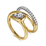 Wide Band Wrap Ring 14K White and RD Yellow Gold Diamond 0.5ct Contemporary Collection - LR52802M45JJ-Gabriel & Co.-Renee Taylor Gallery