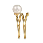 Wide Band Wrap Ring 14K Yellow Gold Diamond and Pearl 0.02ct – LR52679Y45PL-Gabriel & Co.-Renee Taylor Gallery