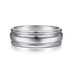 14K White Gold 7mm - Men's Wedding Band in High Polished Finish - MBH0154-70W4JJJ-Gabriel & Co.-Renee Taylor Gallery