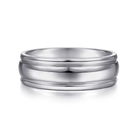 14K White Gold 7mm - Men's Wedding Band in High Polished Finish - MBH0154-70W4JJJ-Gabriel & Co.-Renee Taylor Gallery