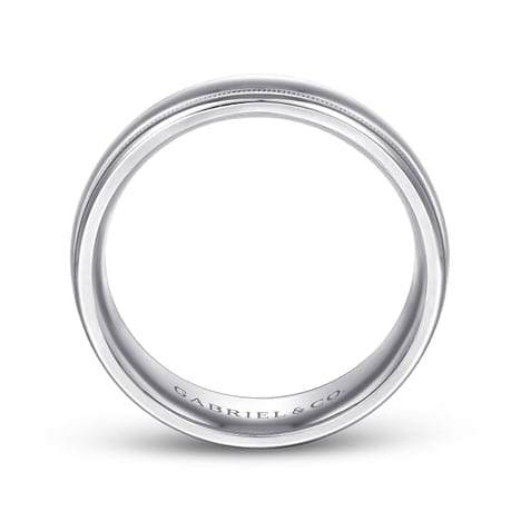 14K White Gold 7mm - Men's Wedding Band in High Polished Finish - MBH0154-70W4JJJ-Gabriel & Co.-Renee Taylor Gallery