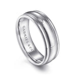 14K White Gold 7mm - Men's Wedding Band in High Polished Finish - MBH0154-70W4JJJ-Gabriel & Co.-Renee Taylor Gallery