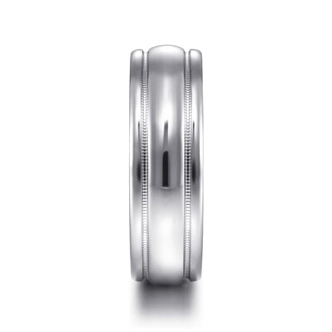 14K White Gold 7mm - Men's Wedding Band in High Polished Finish - MBH0154-70W4JJJ-Gabriel & Co.-Renee Taylor Gallery