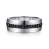 14K White Gold and Black Diamond Men's Band in High Polished Finish - MR15671W4JBD-Gabriel & Co.-Renee Taylor Gallery