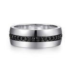 14K White Gold and Black Diamond Men's Band in High Polished Finish - MR15671W4JBD-Gabriel & Co.-Renee Taylor Gallery