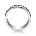 14K White Gold and Black Diamond Men's Band in High Polished Finish - MR15671W4JBD-Gabriel & Co.-Renee Taylor Gallery