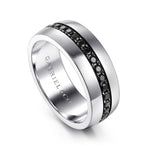 14K White Gold and Black Diamond Men's Band in High Polished Finish - MR15671W4JBD-Gabriel & Co.-Renee Taylor Gallery