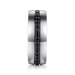 14K White Gold and Black Diamond Men's Band in High Polished Finish - MR15671W4JBD-Gabriel & Co.-Renee Taylor Gallery
