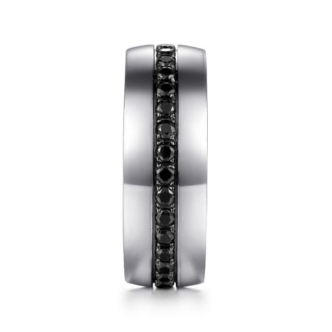 14K White Gold and Black Diamond Men's Band in High Polished Finish - MR15671W4JBD-Gabriel & Co.-Renee Taylor Gallery
