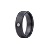 (7mm) Zirconium Beveled Satin Top, Polished Edge w/ 2.5mm F,VS White Diamond Flush Set - 0.06ctw (Lab Grown) - K7Z107:D-1-10-Heavy Stone-Renee Taylor Gallery
