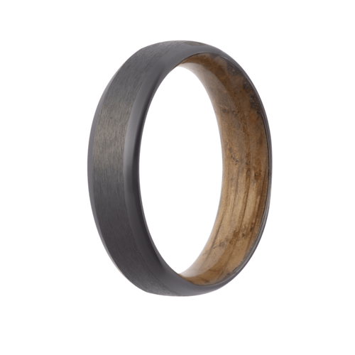 (7mm) Zirconium Beveled Satin Top, Polished Edge w/ Whiskey Barrel Wood Interior Sleeve - 7ZWD107:WHK-Heavy Stone-Renee Taylor Gallery
