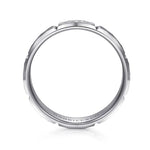 14K White Gold 6mm - Men's Wedding Band with Hammered Stations - MBM0175-60W4JJJ-Gabriel & Co.-Renee Taylor Gallery