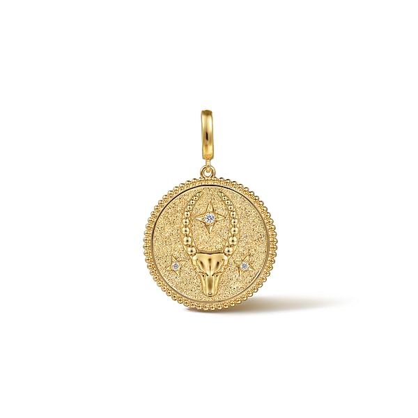 14K Yellow Gold Diamond Bujukan Capricorn Medallion Pendant - PT7576Y45JJ-Gabriel & Co.-Renee Taylor Gallery