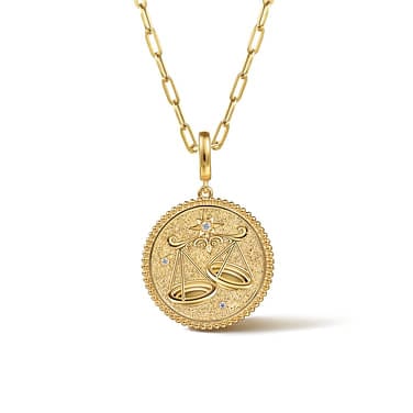 14K Yellow Gold Diamond Bujukan Libra Medallion Pendant - PT7573Y45JJ-Gabriel & Co.-Renee Taylor Gallery