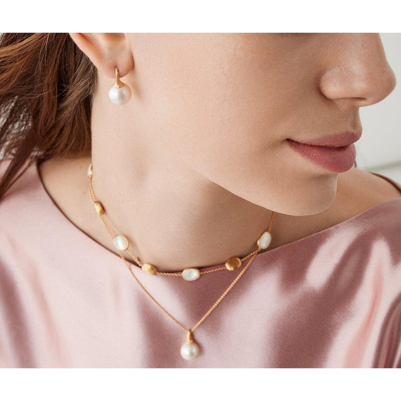 18K Yellow Gold Freshwater Pearl Drop Earrings - OB1653-A PL01 Y 02-Marco Bicego-Renee Taylor Gallery