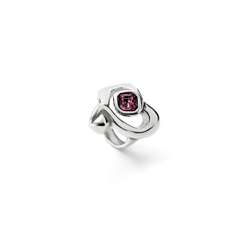 Sterling Silver Plated Ring with Large Heart and Central Pink Crystal - ANI0842RSAMTL-UNO de 50-Renee Taylor Gallery