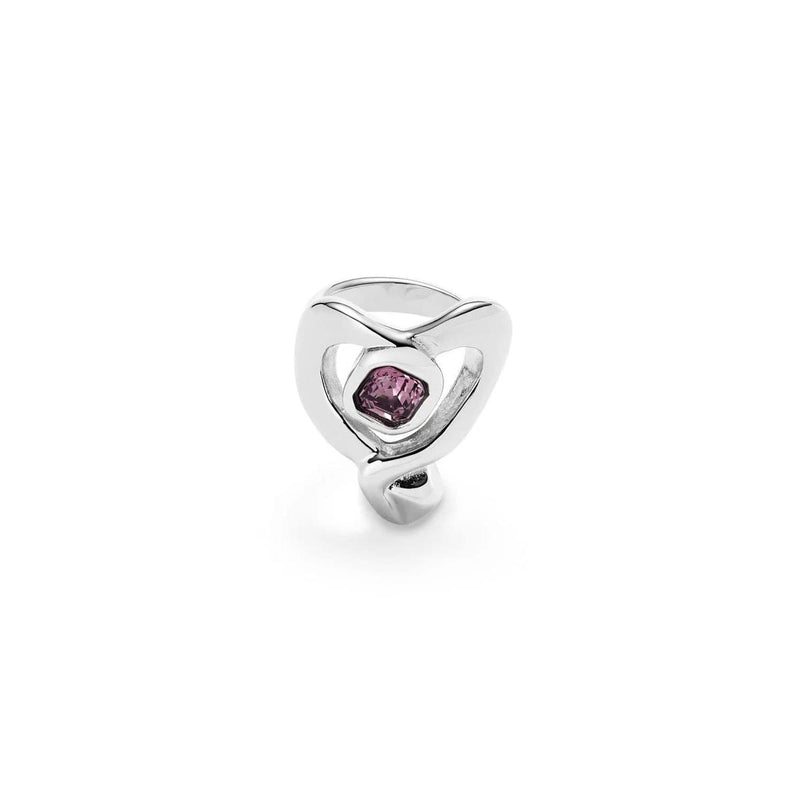 Sterling Silver Plated Ring with Large Heart and Central Pink Crystal - ANI0842RSAMTL-UNO de 50-Renee Taylor Gallery