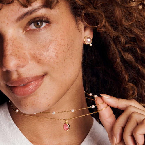 The Pink Delicate Station Necklace-Pink Pearl - N634GPPL00-Julie Vos-Renee Taylor Gallery