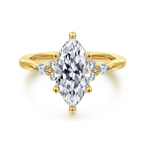 14K Yellow Gold 6 Prong Marquise Shape Diamond Engagement Ring Mount - ER16855M8Y44JJ-Gabriel & Co.-Renee Taylor Gallery
