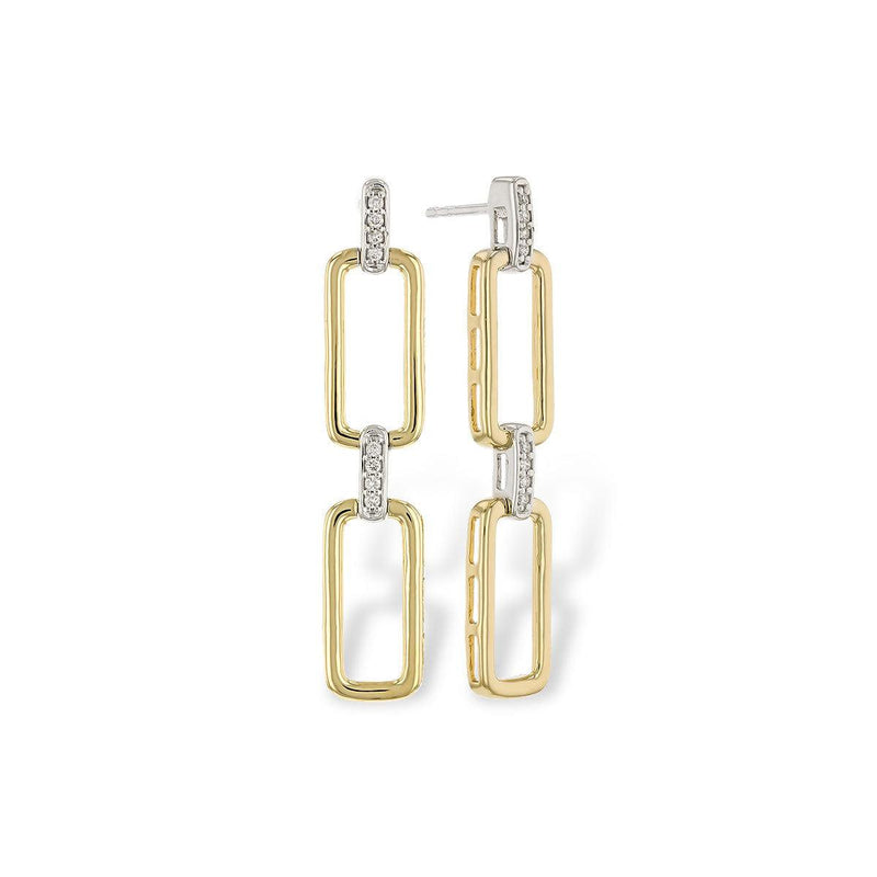 14K Two-Tone Gold Diamond Link Drop Earrings - E2192-Allison Kaufman Company-Renee Taylor Gallery