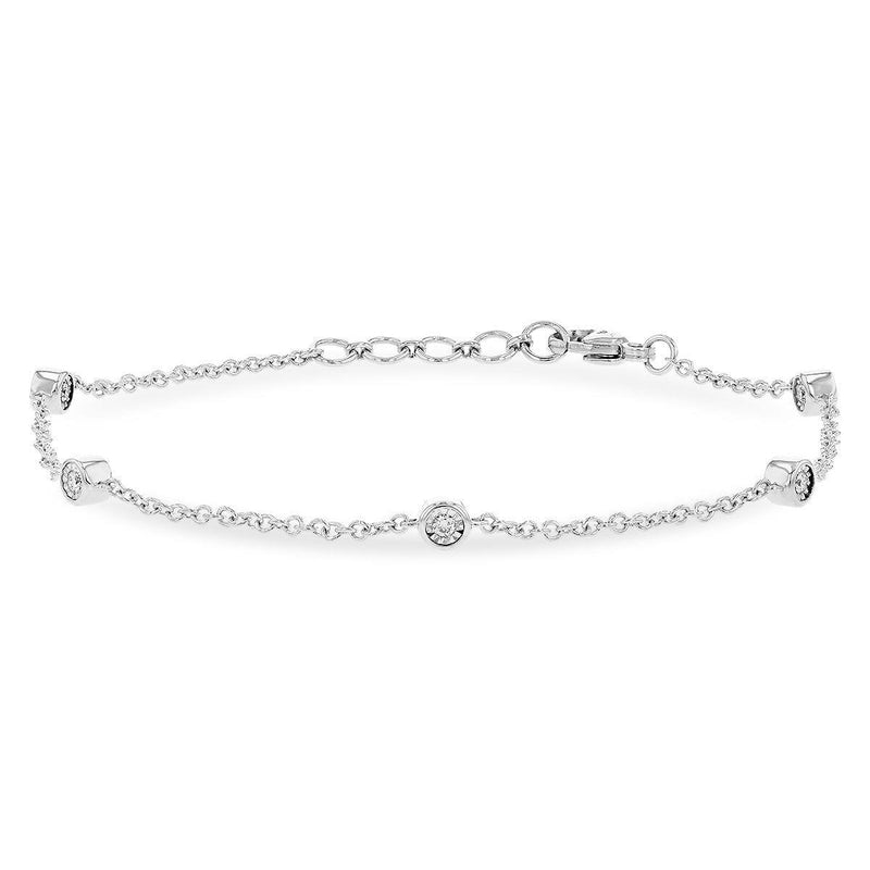 14K White Gold Diamond Bezel Station Bracelet - BR63-15-Allison Kaufman Company-Renee Taylor Gallery