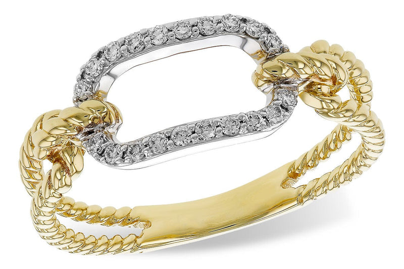 14K Yellow Gold Diamond Link Statement Ring - D6001-Allison Kaufman Company-Renee Taylor Gallery