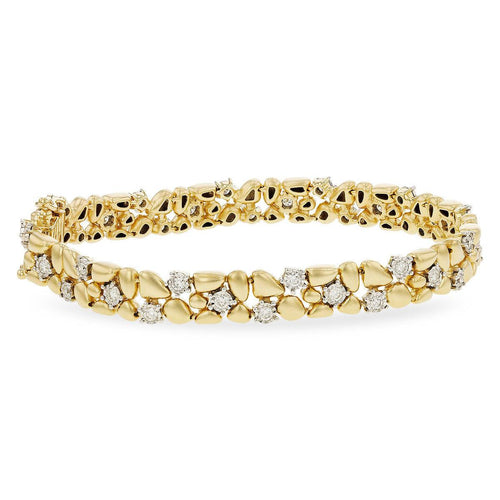 14K Yellow Gold Diamond Pebble Link Bracelet - B1431-Allison Kaufman Company-Renee Taylor Gallery