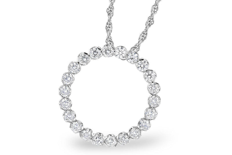 14K White Gold Diamond Circle Pendant Necklace - N8280-Allison Kaufman Company-Renee Taylor Gallery