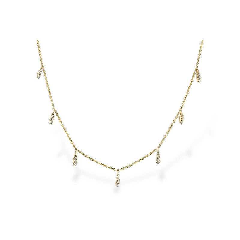 14K Yellow Gold Pavé Diamond Drop Station Necklace - N8506-Allison Kaufman Company-Renee Taylor Gallery
