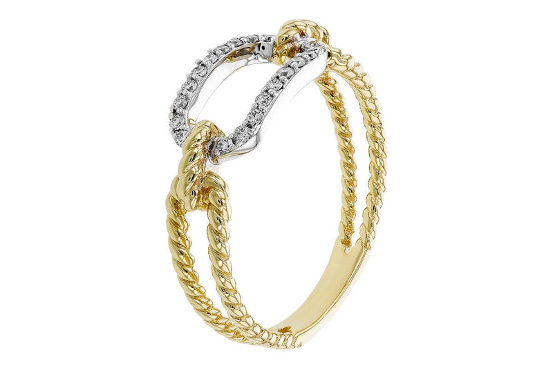 14K Yellow Gold Diamond Link Statement Ring - D6001-Allison Kaufman Company-Renee Taylor Gallery