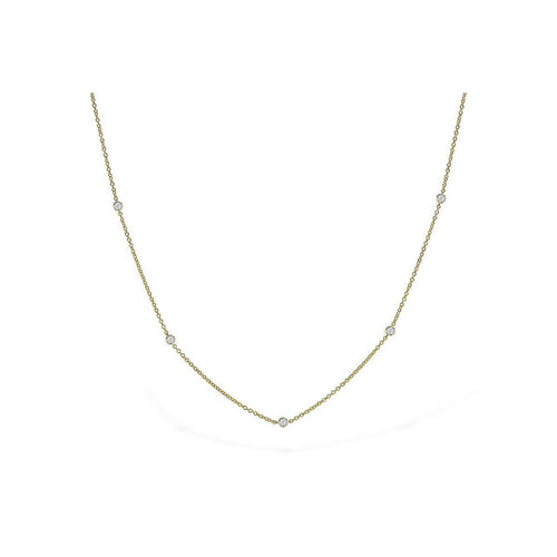 14K Yellow Gold Diamond Bezel Station Necklace - NR63-25-Allison Kaufman Company-Renee Taylor Gallery