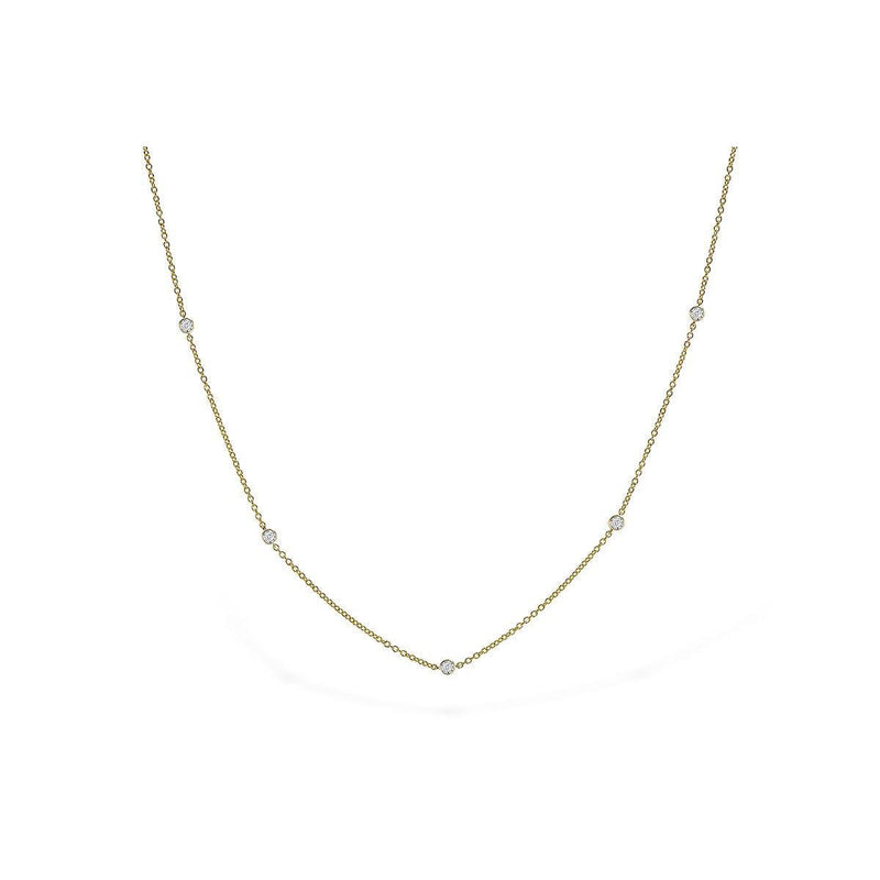 14K Yellow Gold Diamond Bezel Station Necklace - NR63-25-Allison Kaufman Company-Renee Taylor Gallery